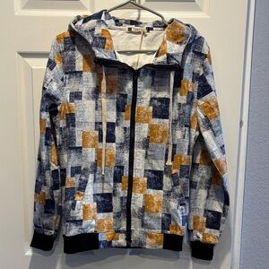 1991 LF Geometric Patterned Hooded cotton jacket NWOT